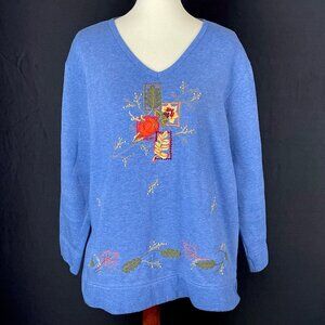 Vtg 90s Bobbie Brooks Embroidered Tunic Sz 14W 16W Autumn Pumpkin Beaded